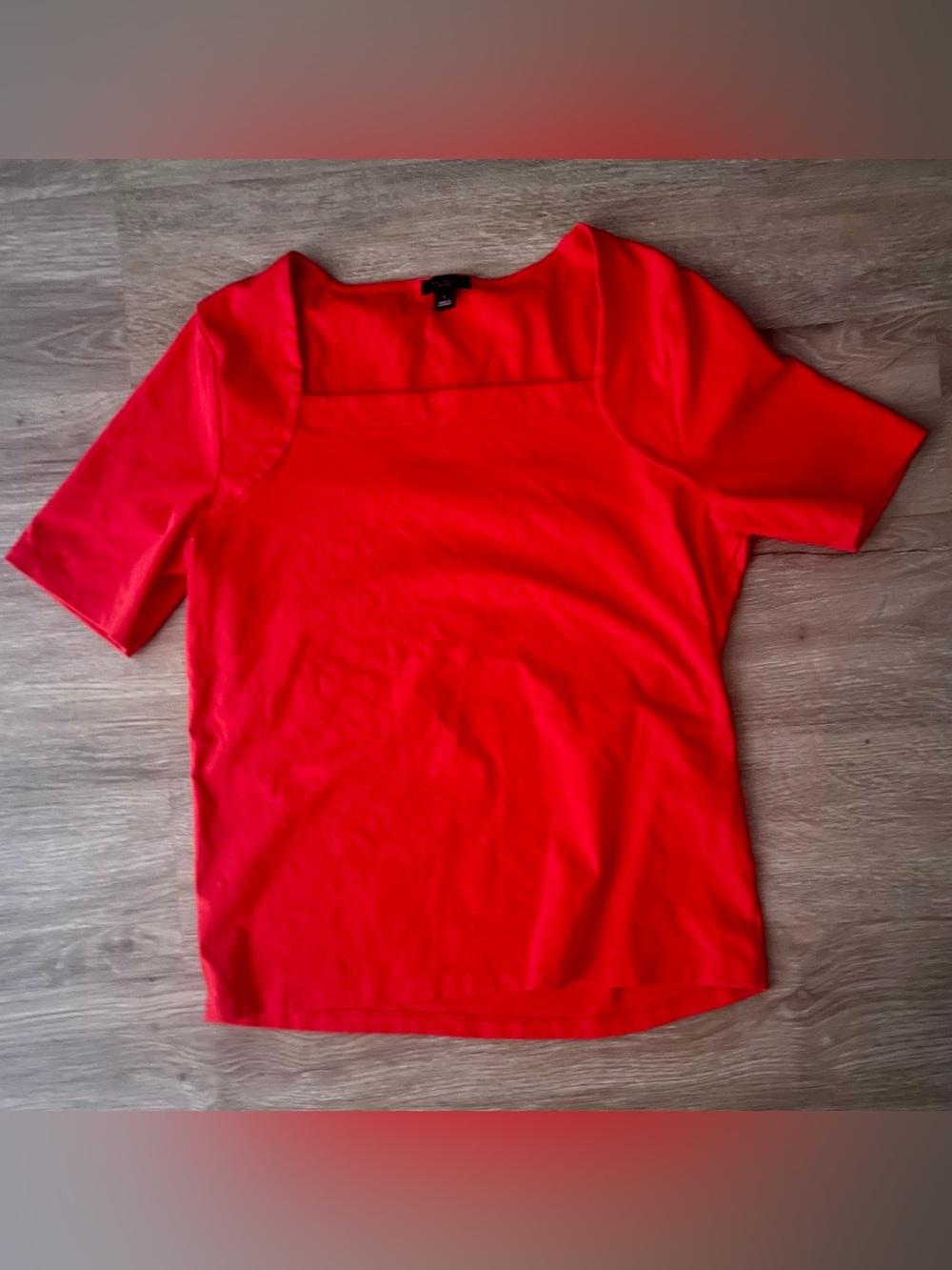 Ann Taylor Factory Red Square Neck Short Sleeve Top Size L